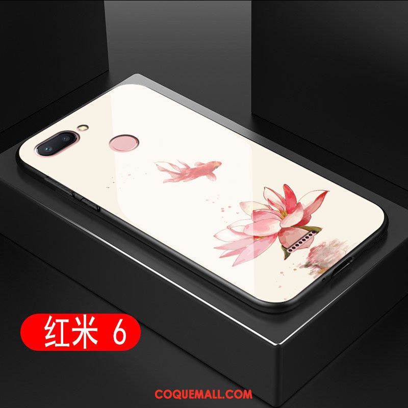 Étui Xiaomi Redmi 6 Verre Incassable Difficile, Coque Xiaomi Redmi 6 Silicone Fluide Doux Beige