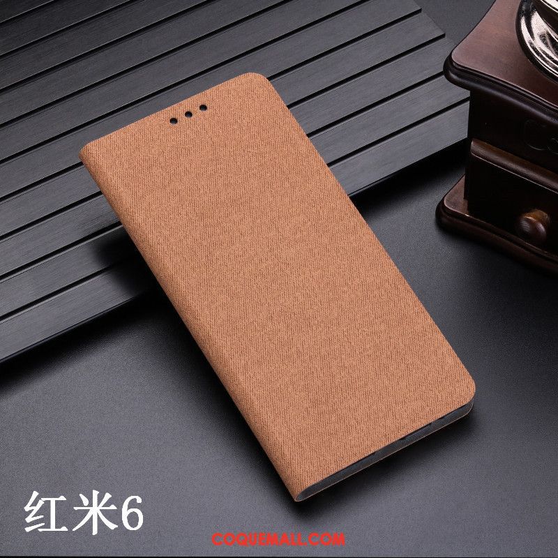 Étui Xiaomi Redmi 6 Étui En Cuir Incassable Petit, Coque Xiaomi Redmi 6 Protection Rouge Braun Beige