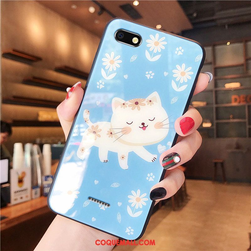 Étui Xiaomi Redmi 6a Bleu Dessin Animé Créatif, Coque Xiaomi Redmi 6a Chat Silicone Beige