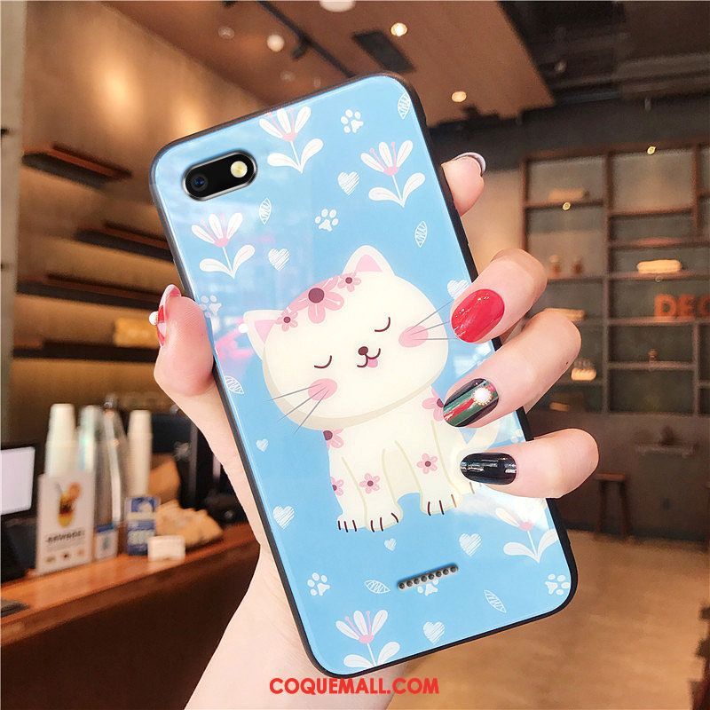 Étui Xiaomi Redmi 6a Bleu Dessin Animé Créatif, Coque Xiaomi Redmi 6a Chat Silicone Beige