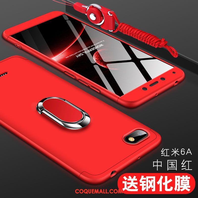 Étui Xiaomi Redmi 6a Créatif Rouge Personnalité, Coque Xiaomi Redmi 6a Délavé En Daim Protection Beige