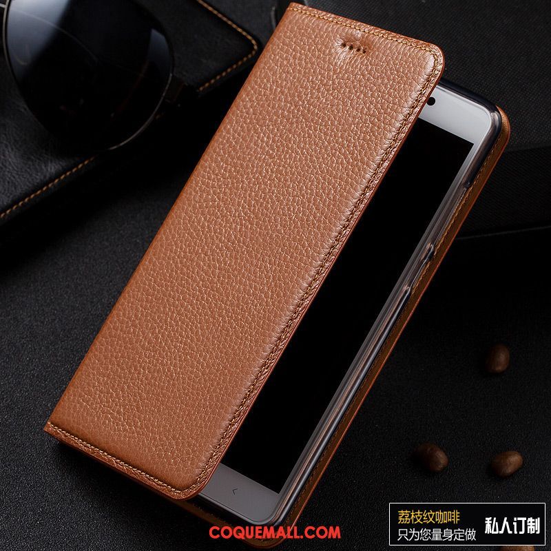 Étui Xiaomi Redmi 6a Cuir Véritable Étui En Cuir Téléphone Portable, Coque Xiaomi Redmi 6a Litchi Protection