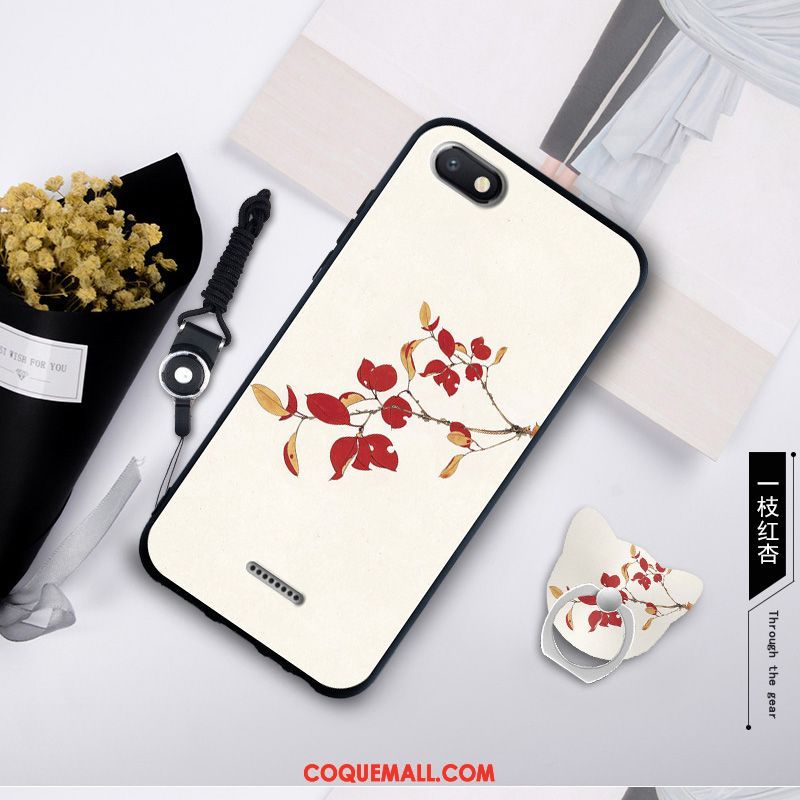 Étui Xiaomi Redmi 6a Dessin Animé Protection Incassable, Coque Xiaomi Redmi 6a Tempérer Net Rouge Beige