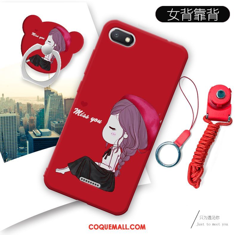 Étui Xiaomi Redmi 6a Téléphone Portable Rouge Dessin Animé, Coque Xiaomi Redmi 6a Petit Silicone Beige