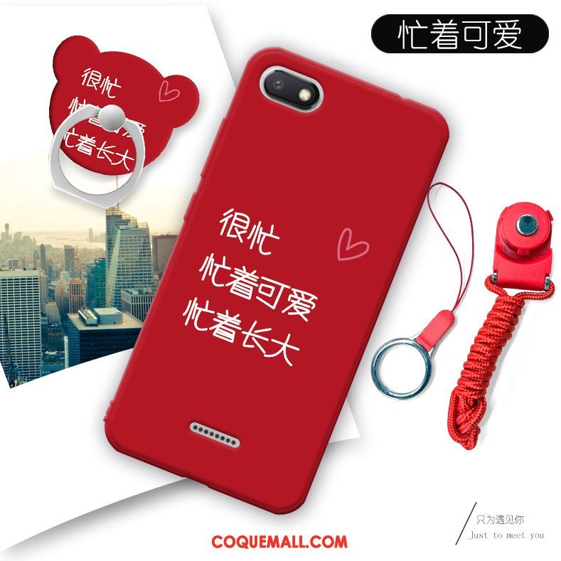 Étui Xiaomi Redmi 6a Téléphone Portable Rouge Dessin Animé, Coque Xiaomi Redmi 6a Petit Silicone Beige