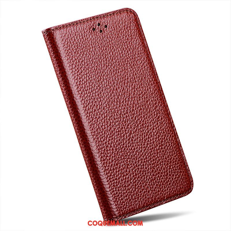 Étui Xiaomi Redmi 6a Étui En Cuir Cuir Véritable Clamshell, Coque Xiaomi Redmi 6a Téléphone Portable Incassable