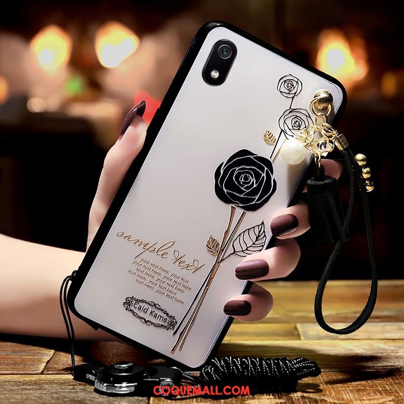 Étui Xiaomi Redmi 7a Créatif Petit Anneau, Coque Xiaomi Redmi 7a Blanc Fluide Doux Beige