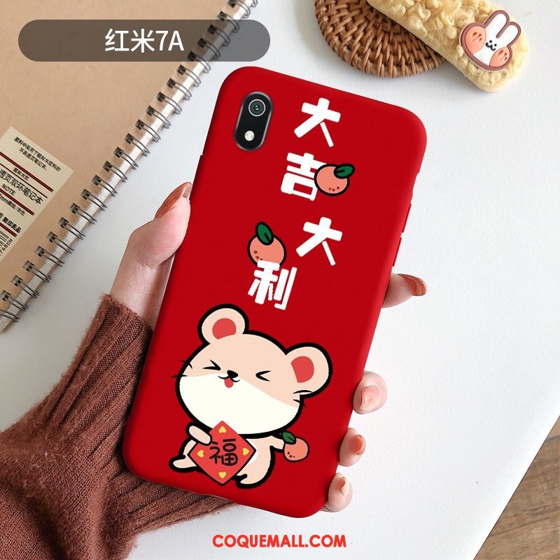 Étui Xiaomi Redmi 7a Fluide Doux Rat Personnalité, Coque Xiaomi Redmi 7a Silicone Très Mince Beige