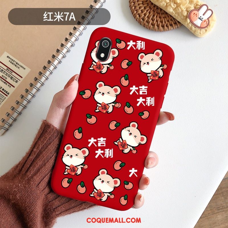 Étui Xiaomi Redmi 7a Fluide Doux Rat Personnalité, Coque Xiaomi Redmi 7a Silicone Très Mince Beige