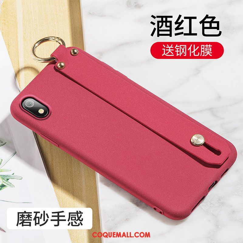 Étui Xiaomi Redmi 7a Fluide Doux Rouge Téléphone Portable, Coque Xiaomi Redmi 7a Délavé En Daim Silicone Beige