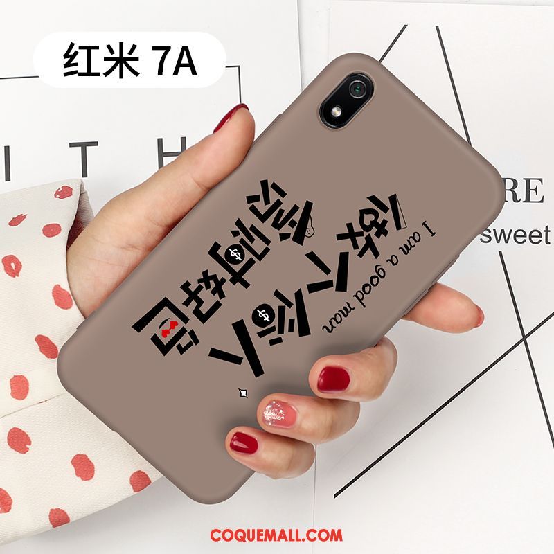 Étui Xiaomi Redmi 7a Incassable Personnalité Simple, Coque Xiaomi Redmi 7a Protection Marque De Tendance Beige