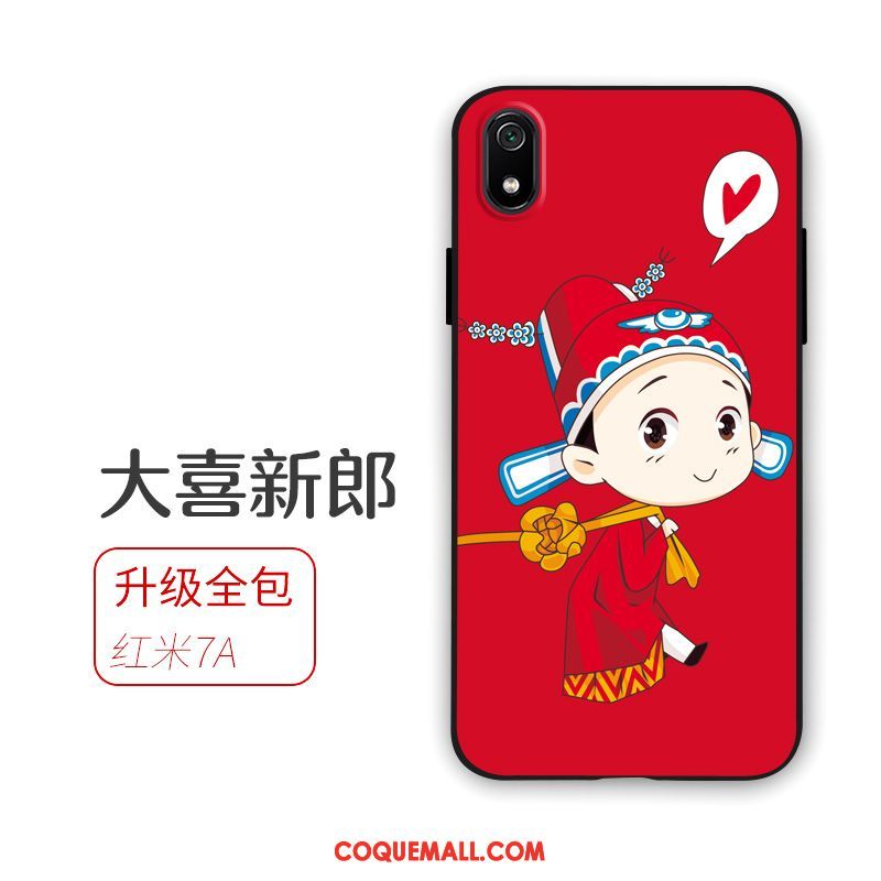 Étui Xiaomi Redmi 7a Incassable Téléphone Portable Rouge, Coque Xiaomi Redmi 7a Amoureux Fluide Doux Beige