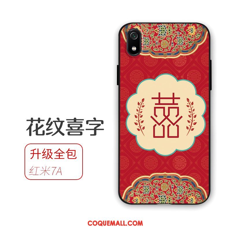 Étui Xiaomi Redmi 7a Incassable Téléphone Portable Rouge, Coque Xiaomi Redmi 7a Amoureux Fluide Doux Beige