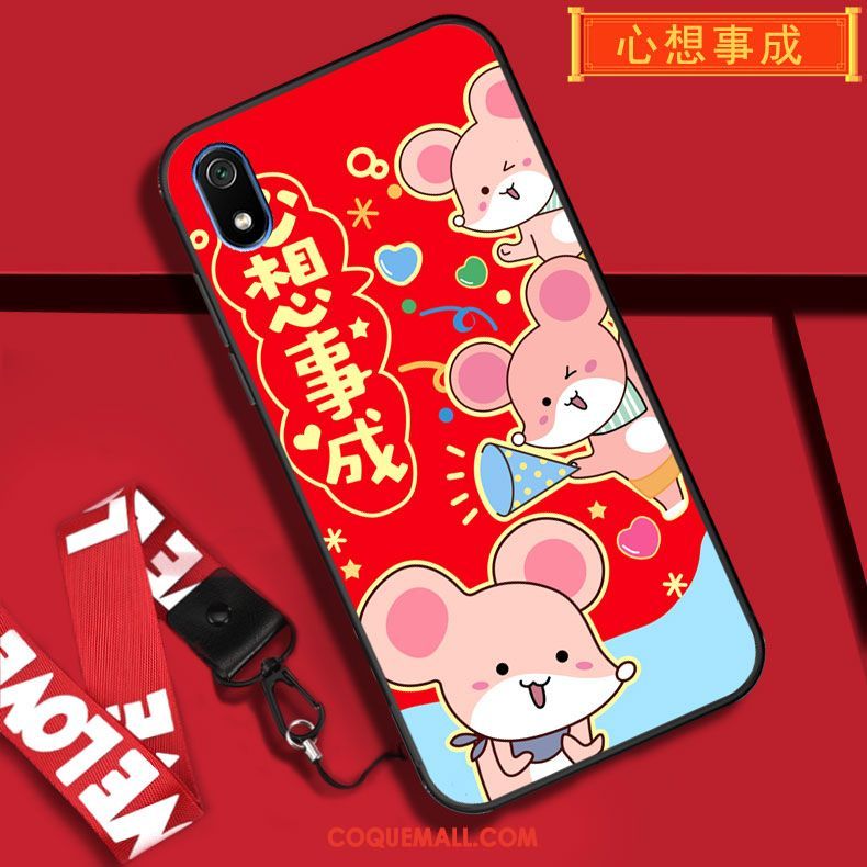 Étui Xiaomi Redmi 7a Protection Fluide Doux Ornements Suspendus, Coque Xiaomi Redmi 7a Tout Compris De Fête Beige