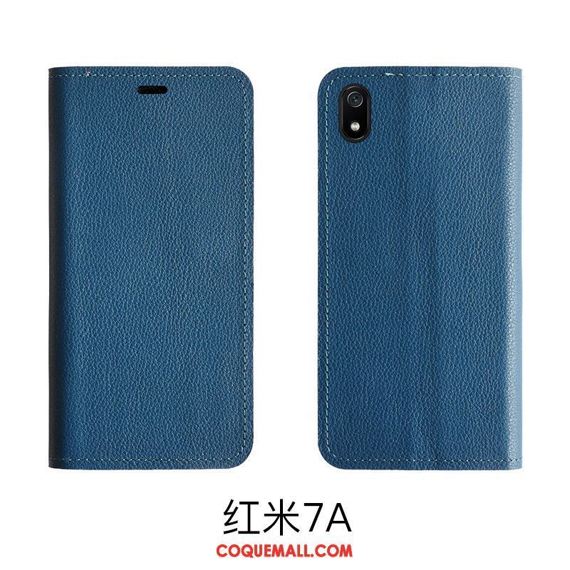 Étui Xiaomi Redmi 7a Protection Rouge Support, Coque Xiaomi Redmi 7a Clamshell Cuir Véritable Braun Beige