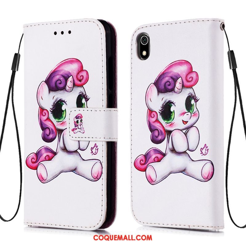 Étui Xiaomi Redmi 7a Rouge Fluide Doux Incassable, Coque Xiaomi Redmi 7a En Cuir Téléphone Portable Beige