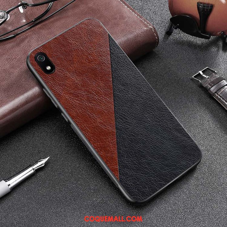 Étui Xiaomi Redmi 7a Rouge Personnalité Fluide Doux, Coque Xiaomi Redmi 7a Similicuir Dessin Animé Beige