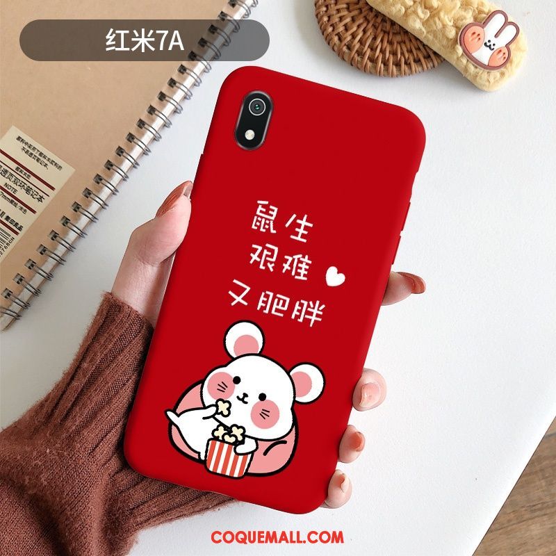 Étui Xiaomi Redmi 7a Rouge Protection Nouveau, Coque Xiaomi Redmi 7a Fluide Doux Incassable Beige