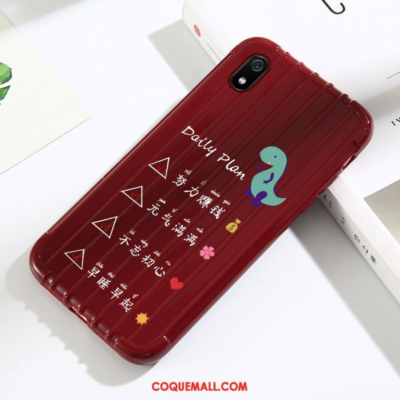 Étui Xiaomi Redmi 7a Tout Compris Silicone Protection, Coque Xiaomi Redmi 7a Téléphone Portable Rouge Beige