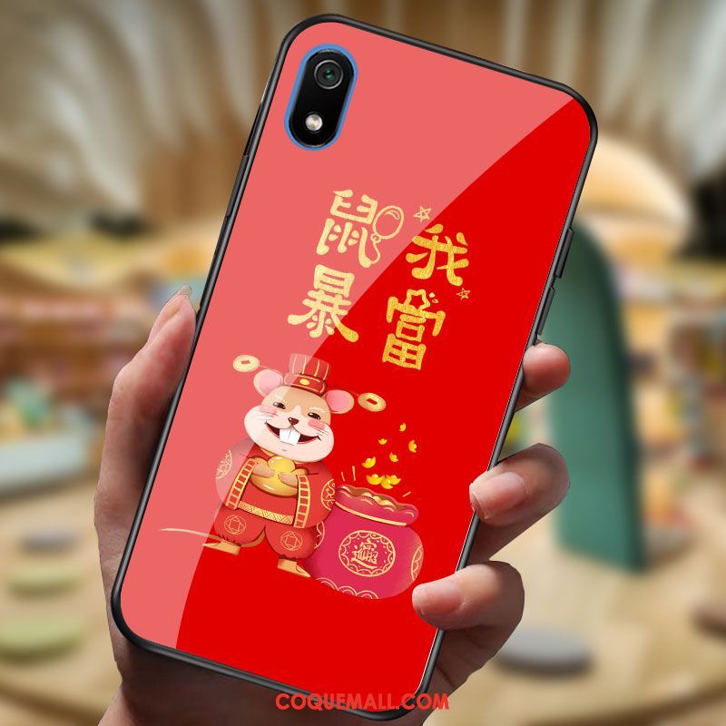 Étui Xiaomi Redmi 7a Téléphone Portable Dessin Animé Petit, Coque Xiaomi Redmi 7a Rouge Miroir Beige