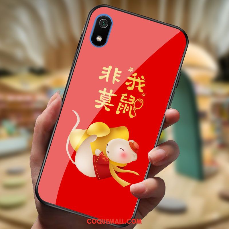 Étui Xiaomi Redmi 7a Téléphone Portable Dessin Animé Petit, Coque Xiaomi Redmi 7a Rouge Miroir Beige