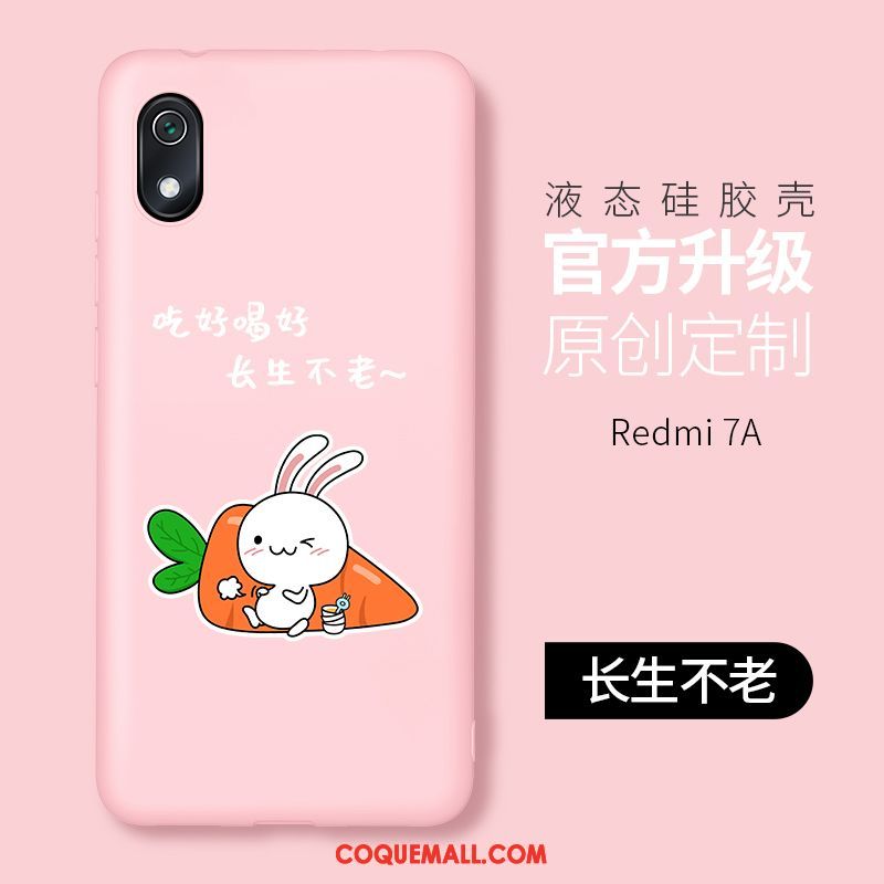 Étui Xiaomi Redmi 7a Téléphone Portable Rose Incassable, Coque Xiaomi Redmi 7a Silicone Créatif Beige