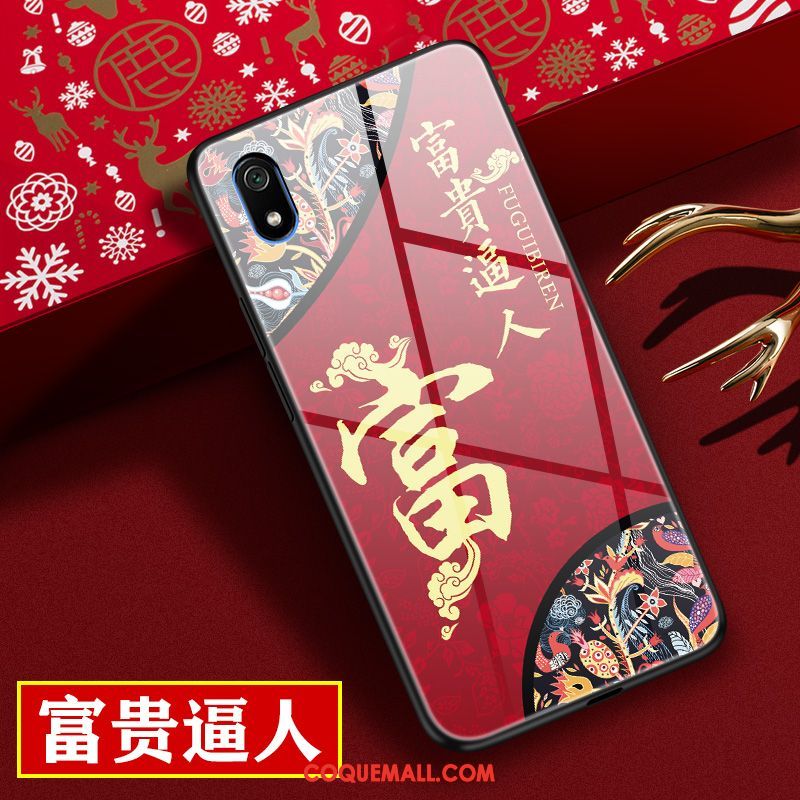 Étui Xiaomi Redmi 7a Verre Téléphone Portable Difficile, Coque Xiaomi Redmi 7a Peinture Miroir Beige