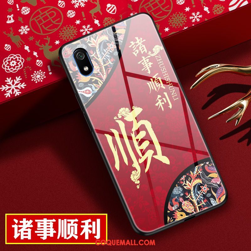 Étui Xiaomi Redmi 7a Verre Téléphone Portable Difficile, Coque Xiaomi Redmi 7a Peinture Miroir Beige
