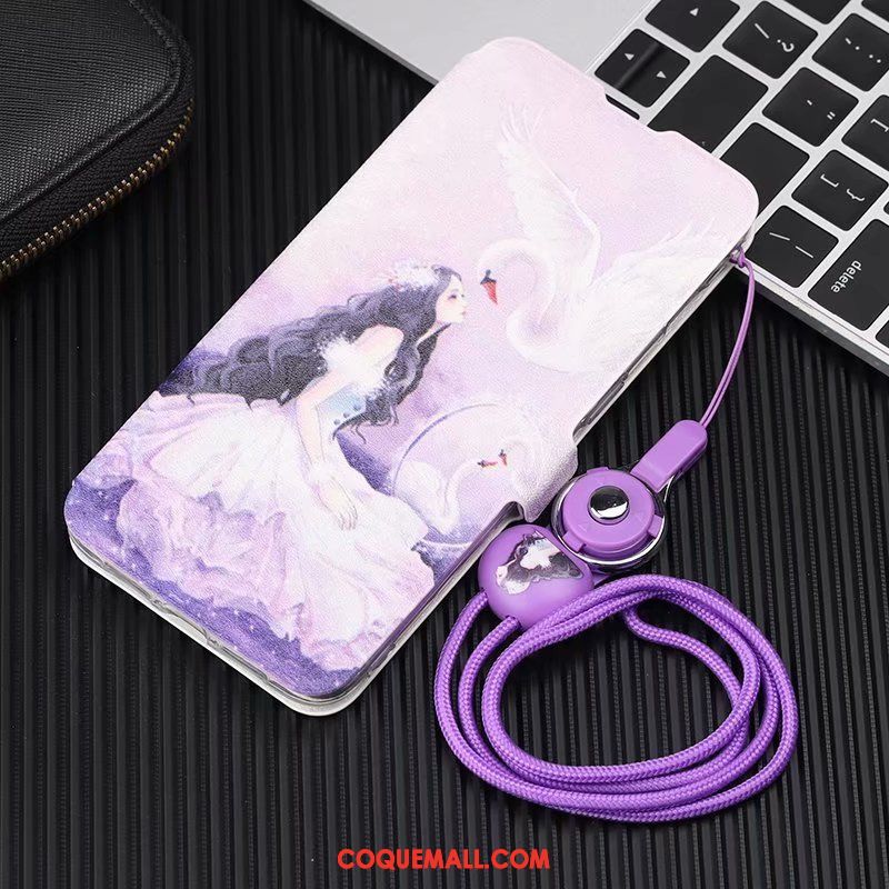 Étui Xiaomi Redmi 7a Violet Qualité Ornements Suspendus, Coque Xiaomi Redmi 7a Téléphone Portable Chat Beige