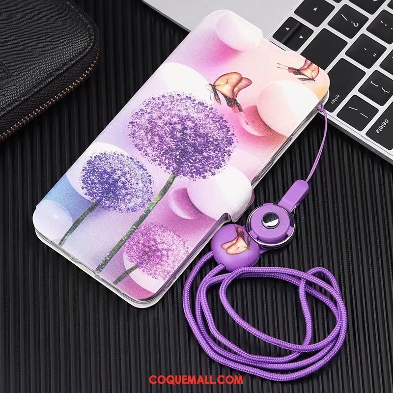 Étui Xiaomi Redmi 7a Violet Qualité Ornements Suspendus, Coque Xiaomi Redmi 7a Téléphone Portable Chat Beige