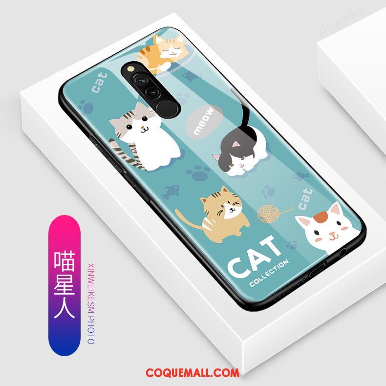 Étui Xiaomi Redmi 8 Bleu Incassable Dessin Animé, Coque Xiaomi Redmi 8 Tout Compris Petit Beige