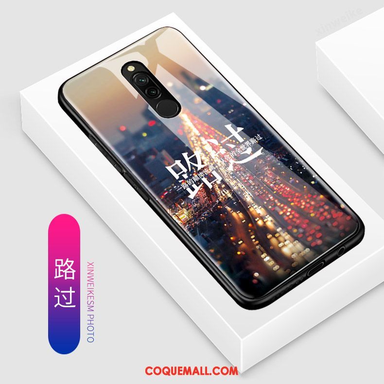 Étui Xiaomi Redmi 8 Bleu Incassable Dessin Animé, Coque Xiaomi Redmi 8 Tout Compris Petit Beige