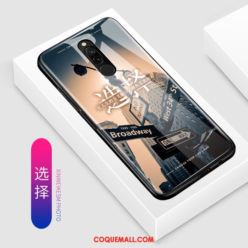 Étui Xiaomi Redmi 8 Bleu Incassable Dessin Animé, Coque Xiaomi Redmi 8 Tout Compris Petit Beige