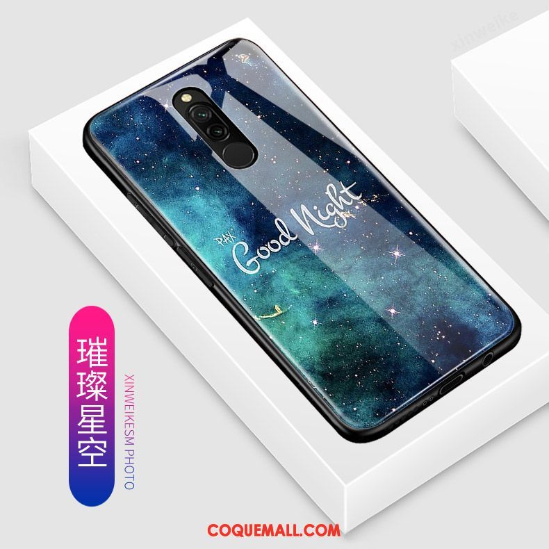 Étui Xiaomi Redmi 8 Bleu Incassable Dessin Animé, Coque Xiaomi Redmi 8 Tout Compris Petit Beige