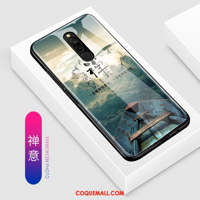 Étui Xiaomi Redmi 8 Bleu Incassable Dessin Animé, Coque Xiaomi Redmi 8 Tout Compris Petit Beige