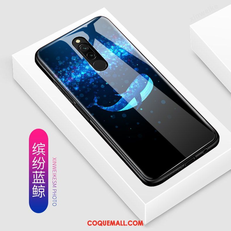 Étui Xiaomi Redmi 8 Bleu Incassable Dessin Animé, Coque Xiaomi Redmi 8 Tout Compris Petit Beige