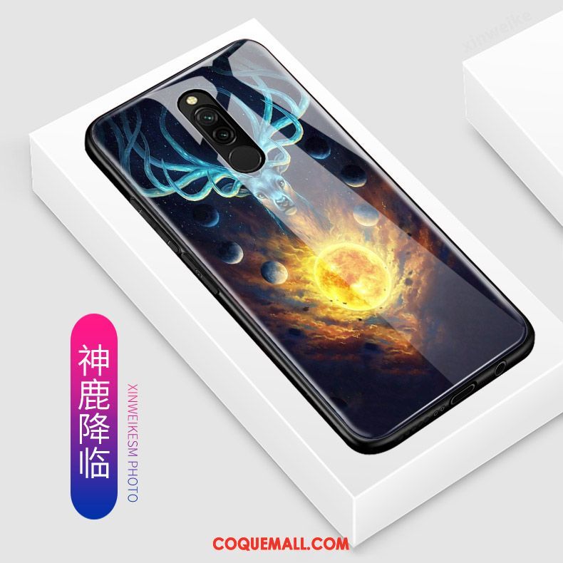 Étui Xiaomi Redmi 8 Bleu Incassable Dessin Animé, Coque Xiaomi Redmi 8 Tout Compris Petit Beige