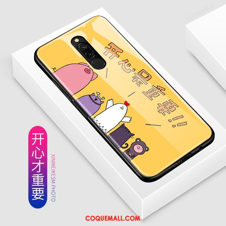 Étui Xiaomi Redmi 8 Bleu Incassable Dessin Animé, Coque Xiaomi Redmi 8 Tout Compris Petit Beige