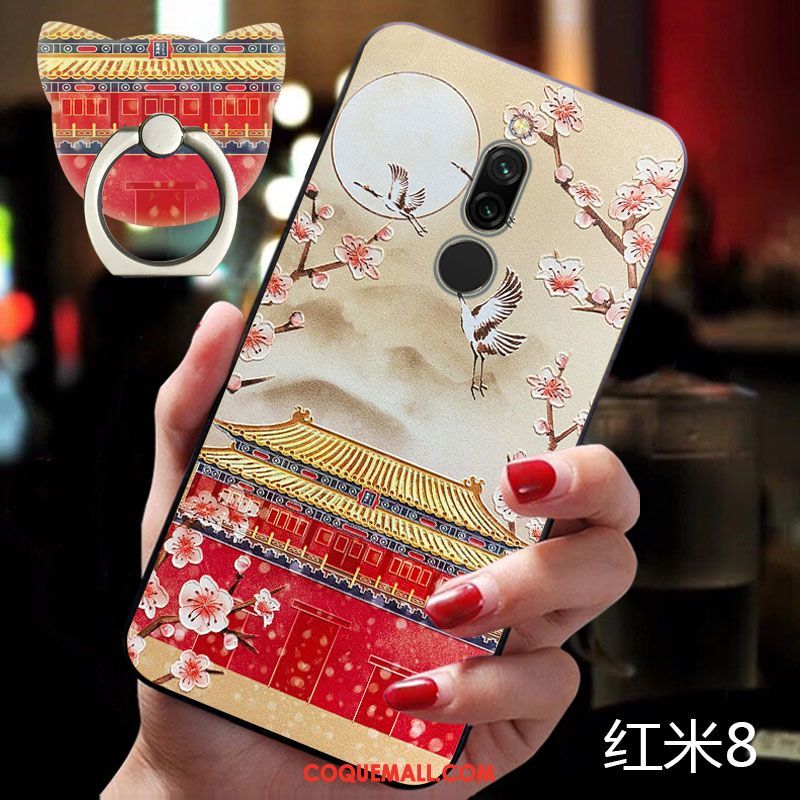 Étui Xiaomi Redmi 8 Incassable Style Chinois Téléphone Portable, Coque Xiaomi Redmi 8 Tendance Vintage Beige