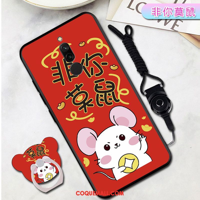 Étui Xiaomi Redmi 8 Noir Incassable Rouge, Coque Xiaomi Redmi 8 Téléphone Portable Membrane Beige