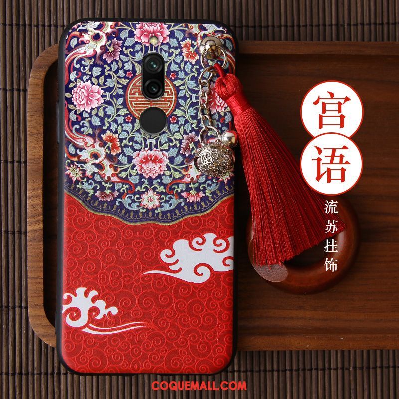 Étui Xiaomi Redmi 8 Tout Compris Incassable Téléphone Portable, Coque Xiaomi Redmi 8 Rouge Créatif Beige