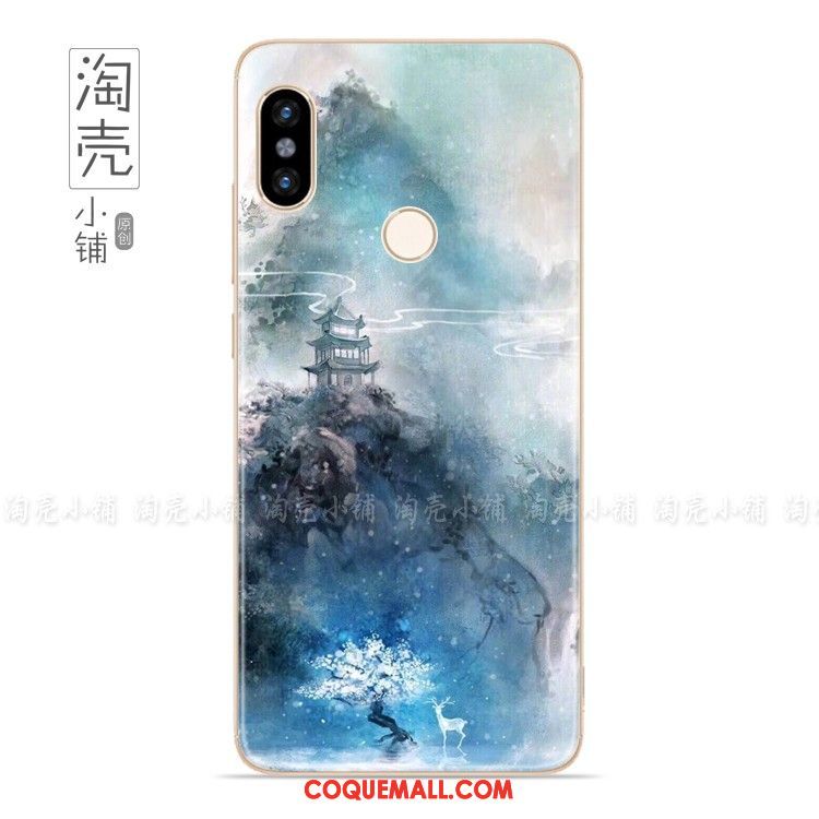 Étui Xiaomi Redmi Note 5 Bleu Vintage Paysage, Coque Xiaomi Redmi Note 5 Petit Rouge Beige