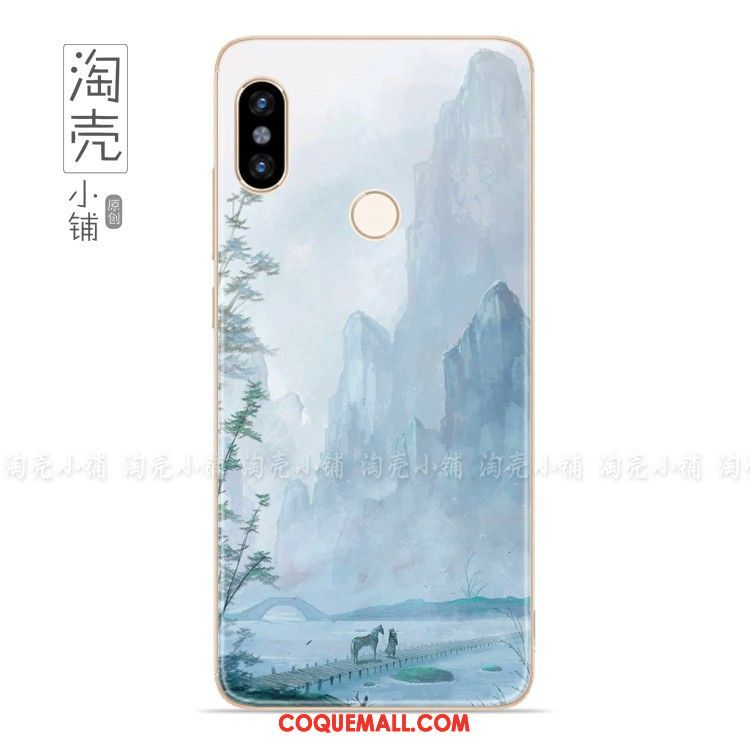 Étui Xiaomi Redmi Note 5 Bleu Vintage Paysage, Coque Xiaomi Redmi Note 5 Petit Rouge Beige