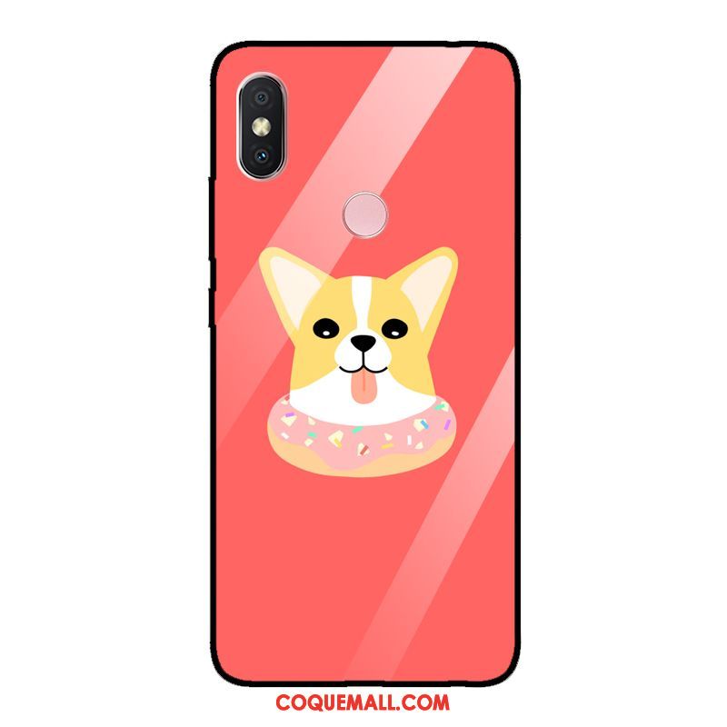 Étui Xiaomi Redmi Note 5 Chiens Rouge Mignonne, Coque Xiaomi Redmi Note 5 Verre Trempé Drôle Beige