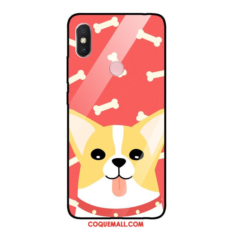 Étui Xiaomi Redmi Note 5 Chiens Rouge Mignonne, Coque Xiaomi Redmi Note 5 Verre Trempé Drôle Beige