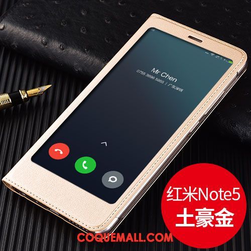 Étui Xiaomi Redmi Note 5 Incassable Or Petit, Coque Xiaomi Redmi Note 5 Rouge Clamshell Beige