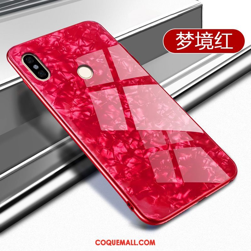 Étui Xiaomi Redmi Note 5 Ornements Suspendus Verre Téléphone Portable, Coque Xiaomi Redmi Note 5 Modèle Fleurie Rouge Beige