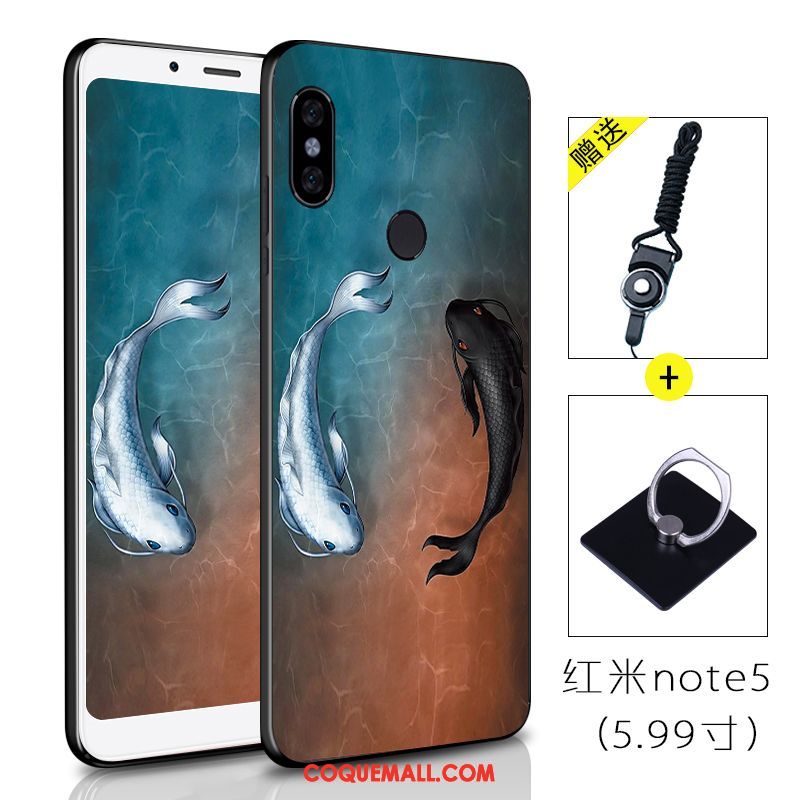 Étui Xiaomi Redmi Note 5 Peinture Rouge Incassable, Coque Xiaomi Redmi Note 5 Fluide Doux Téléphone Portable Beige