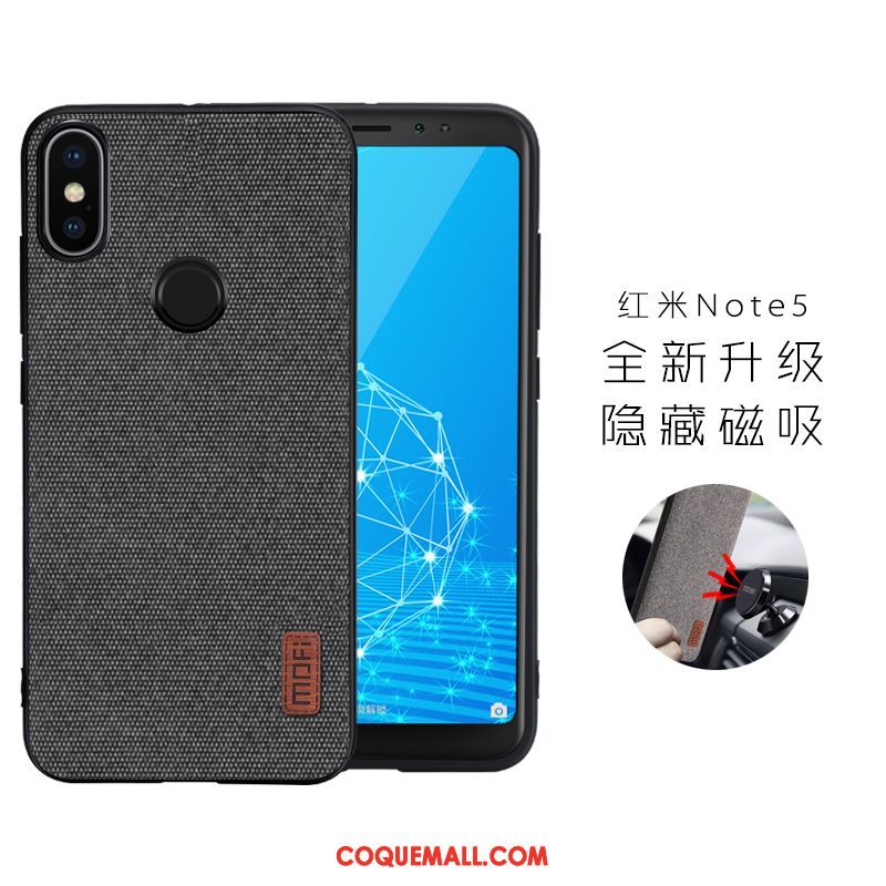 Étui Xiaomi Redmi Note 5 Petit Noir Téléphone Portable, Coque Xiaomi Redmi Note 5 Magnétisme Rouge Beige