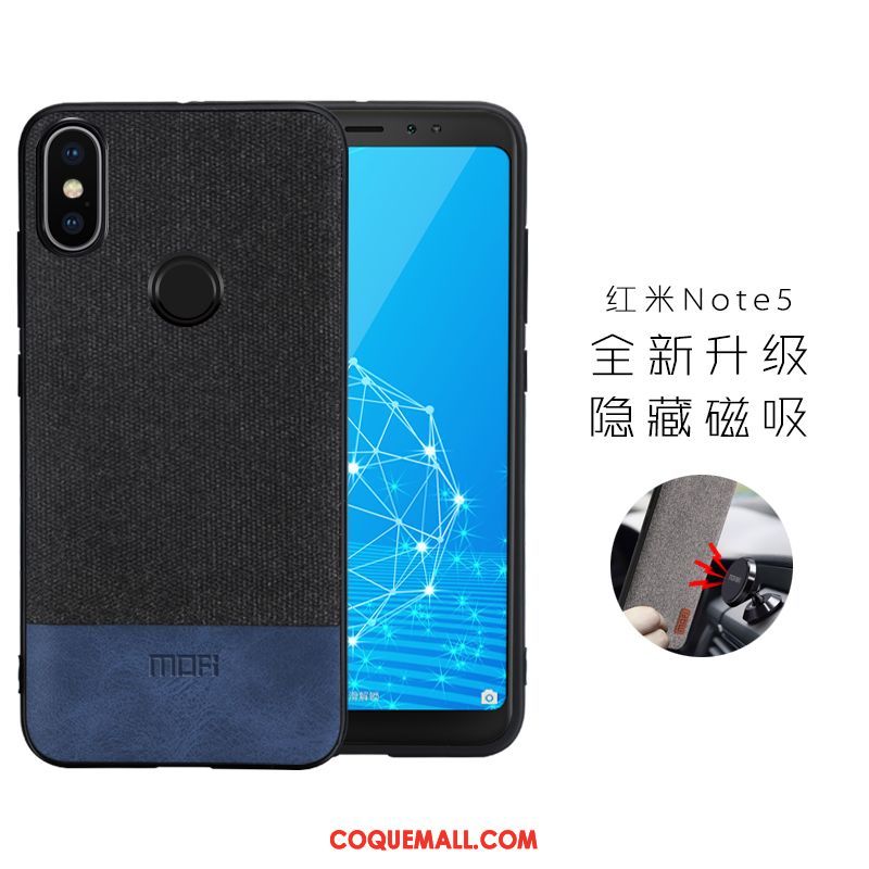 Étui Xiaomi Redmi Note 5 Petit Noir Téléphone Portable, Coque Xiaomi Redmi Note 5 Magnétisme Rouge Beige